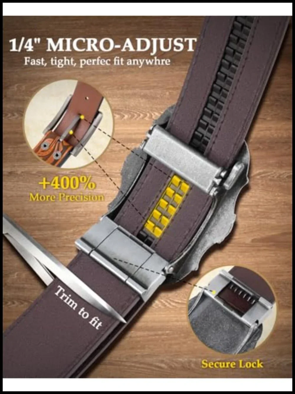 Western Ratchet Belt Leather One-Hand Adjust Cowboy